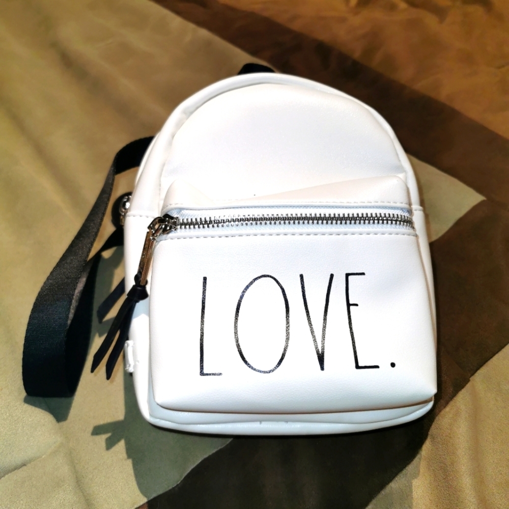 RAE dunn rare minimalist convertible backpack. Love quote on front. New